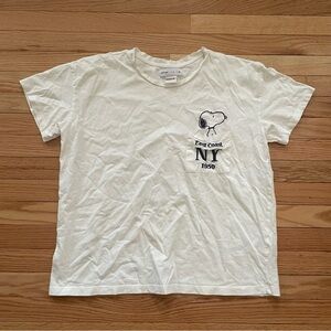 Peanuts T Shirt Mens Large White Black Logo Short Sleeve Casual Minimalist